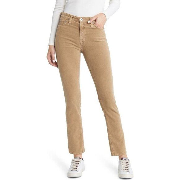 AG DENIM women’s size 24 Tan camel MARI High-Rise Slim Straight Corduroy Jeans - Picture 1 of 14